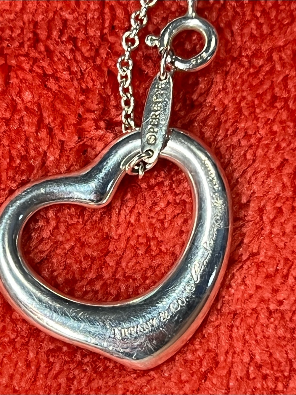 Authentic Tiffany & Co Elsa Peretti Open Heart Diamond Necklace 925 - Picture 8 of 12